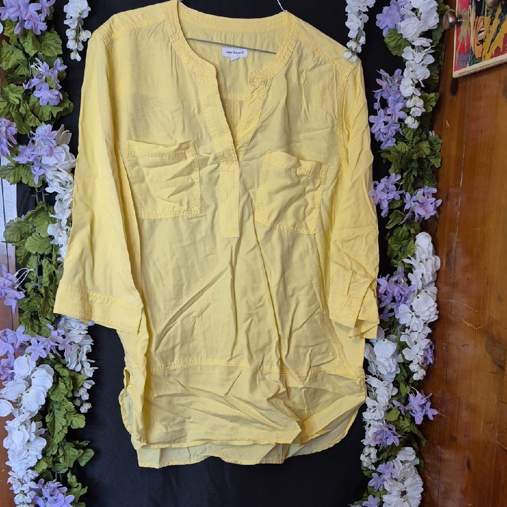Westbound Yellow Split-Neck Tunic Top